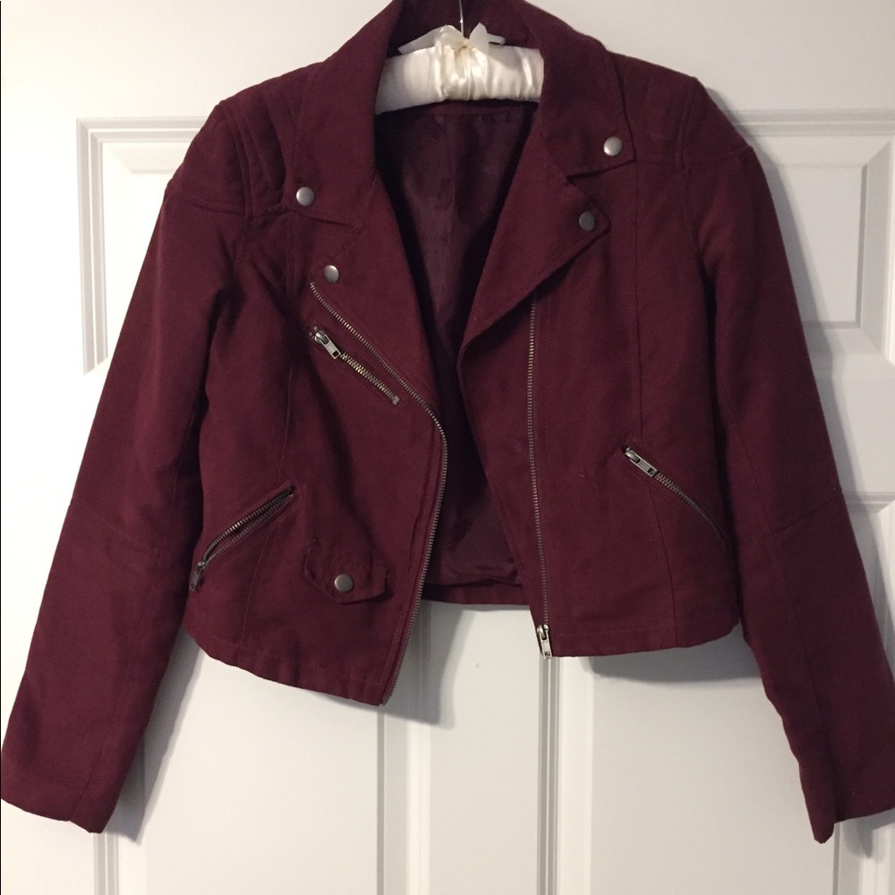 Plum suede biker jacket